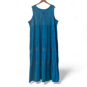 Studio 1886 Lace Sleeveless Blue Maxi Dress sz 3X